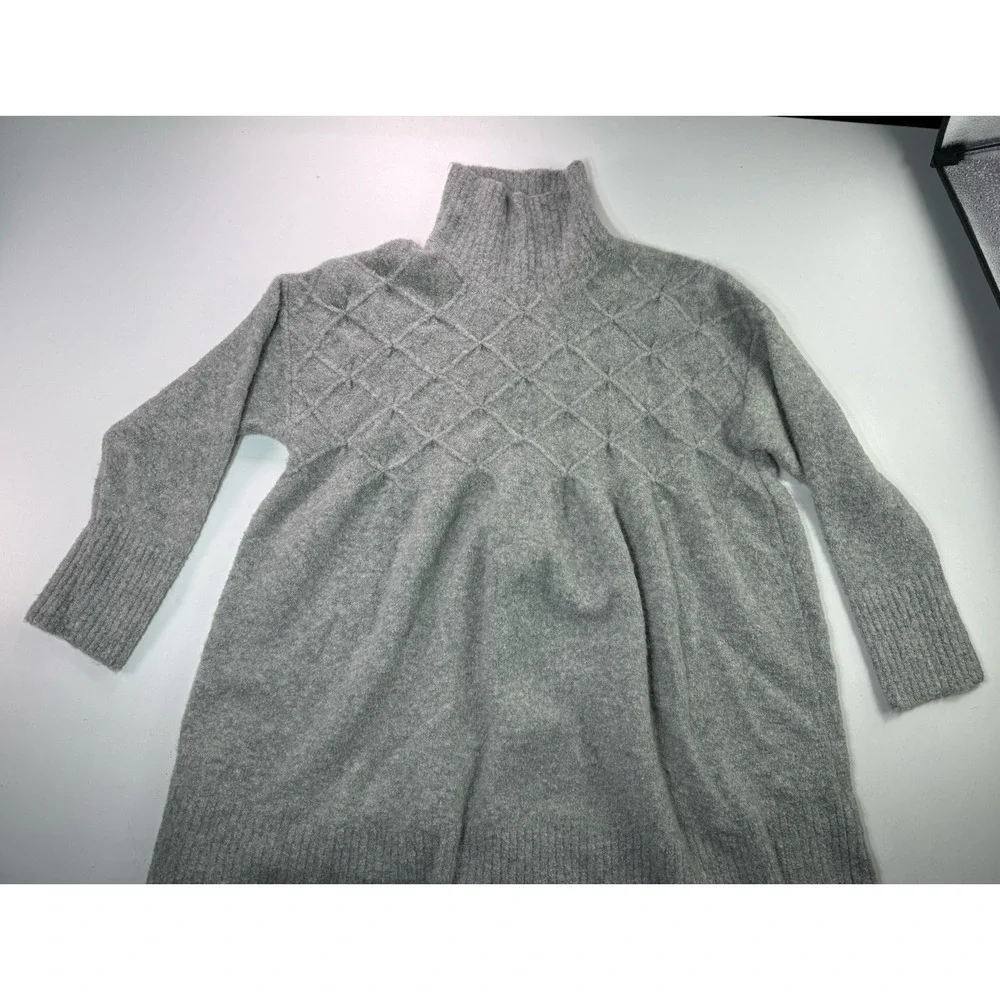 Free People Jaci‎ Sweater Dress XS Gray Mock Neck Babydoll Wool Blend
